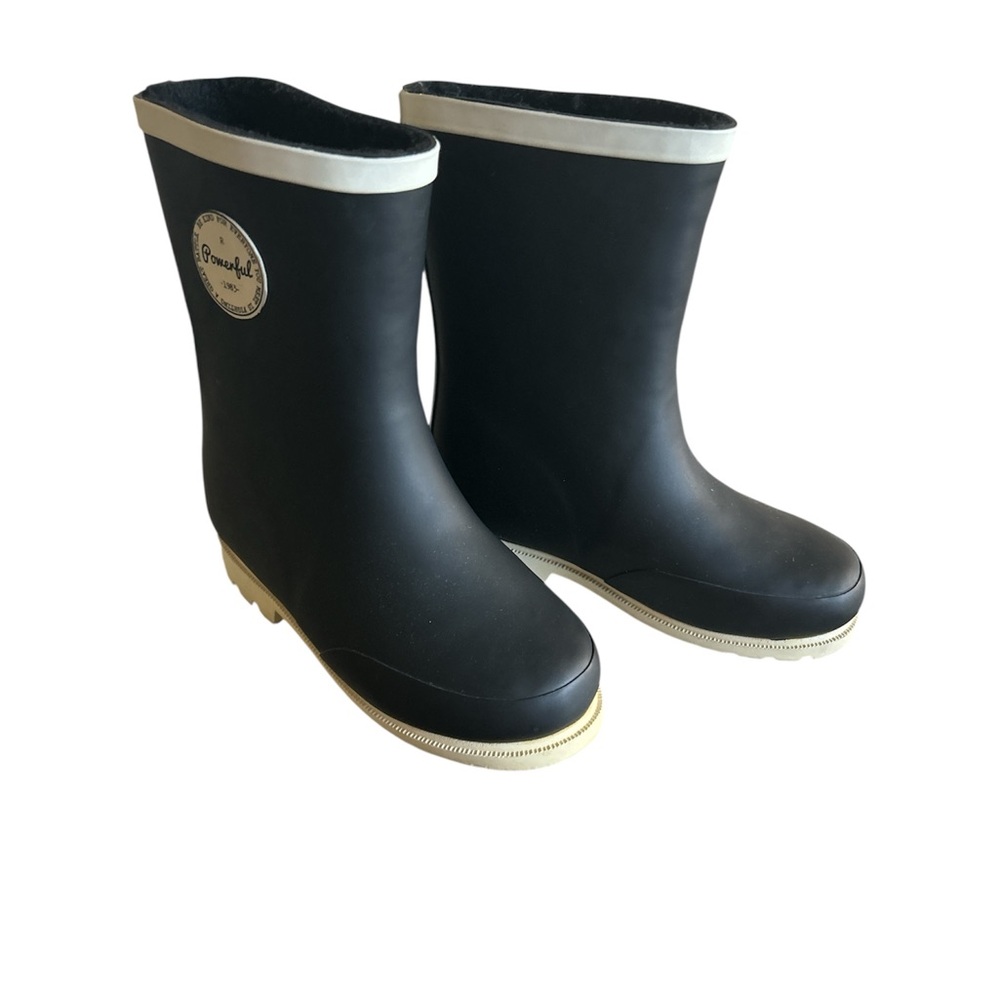 Oomphies Kids Black and White Rain Boots